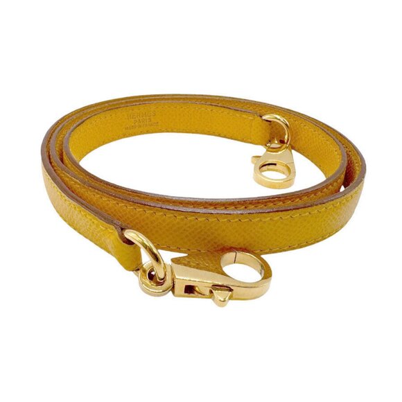 Auth HERMES Shoulder Strap Presumed Jaune Leather/Goldtone - z2715 - Picture 1 of 7